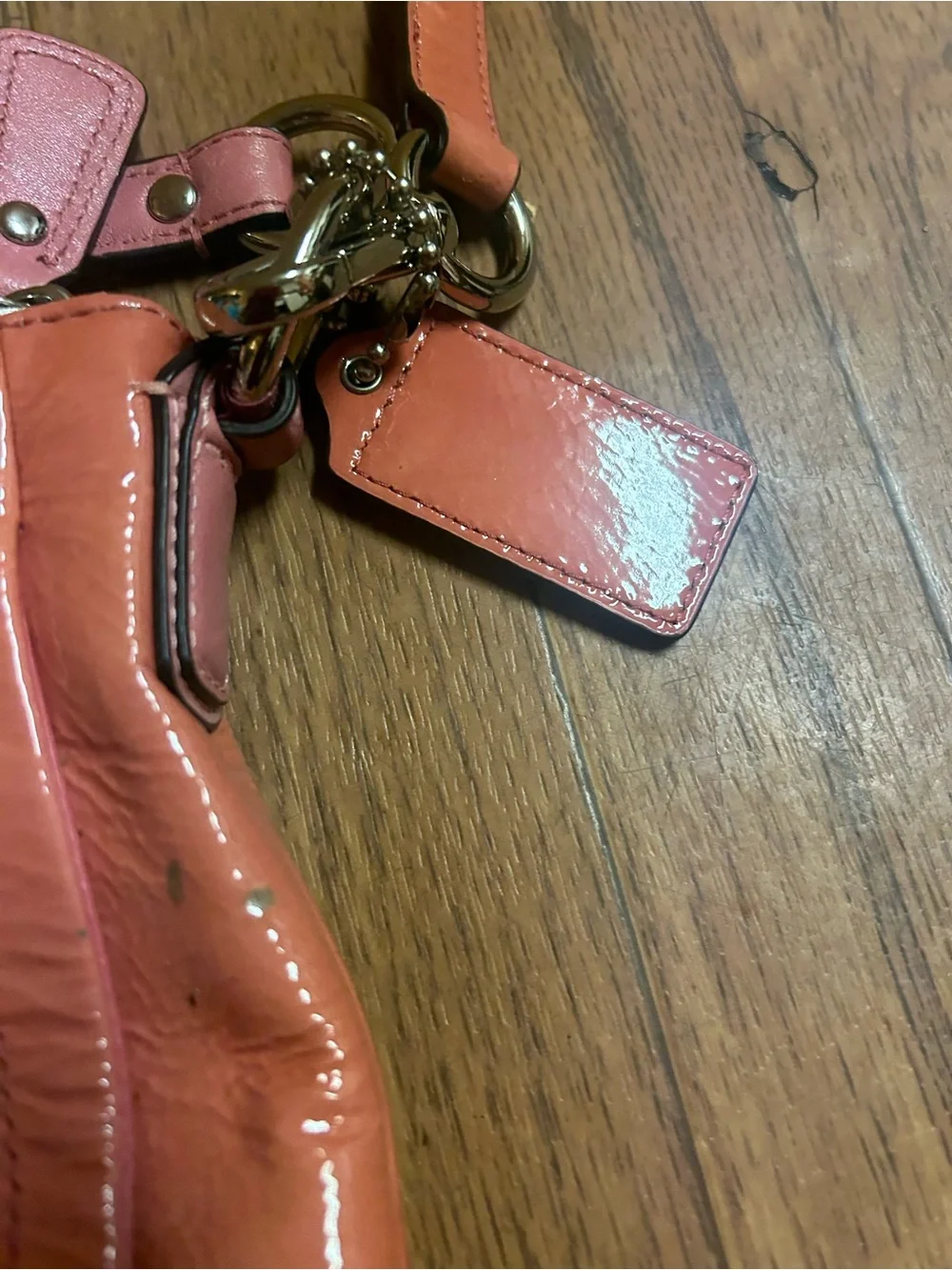 Coach Coral Pink Leather Shoulder Bag
